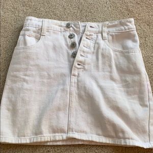 White Button-Down Denim Skirt